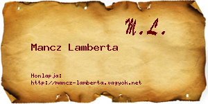 Mancz Lamberta névjegykártya